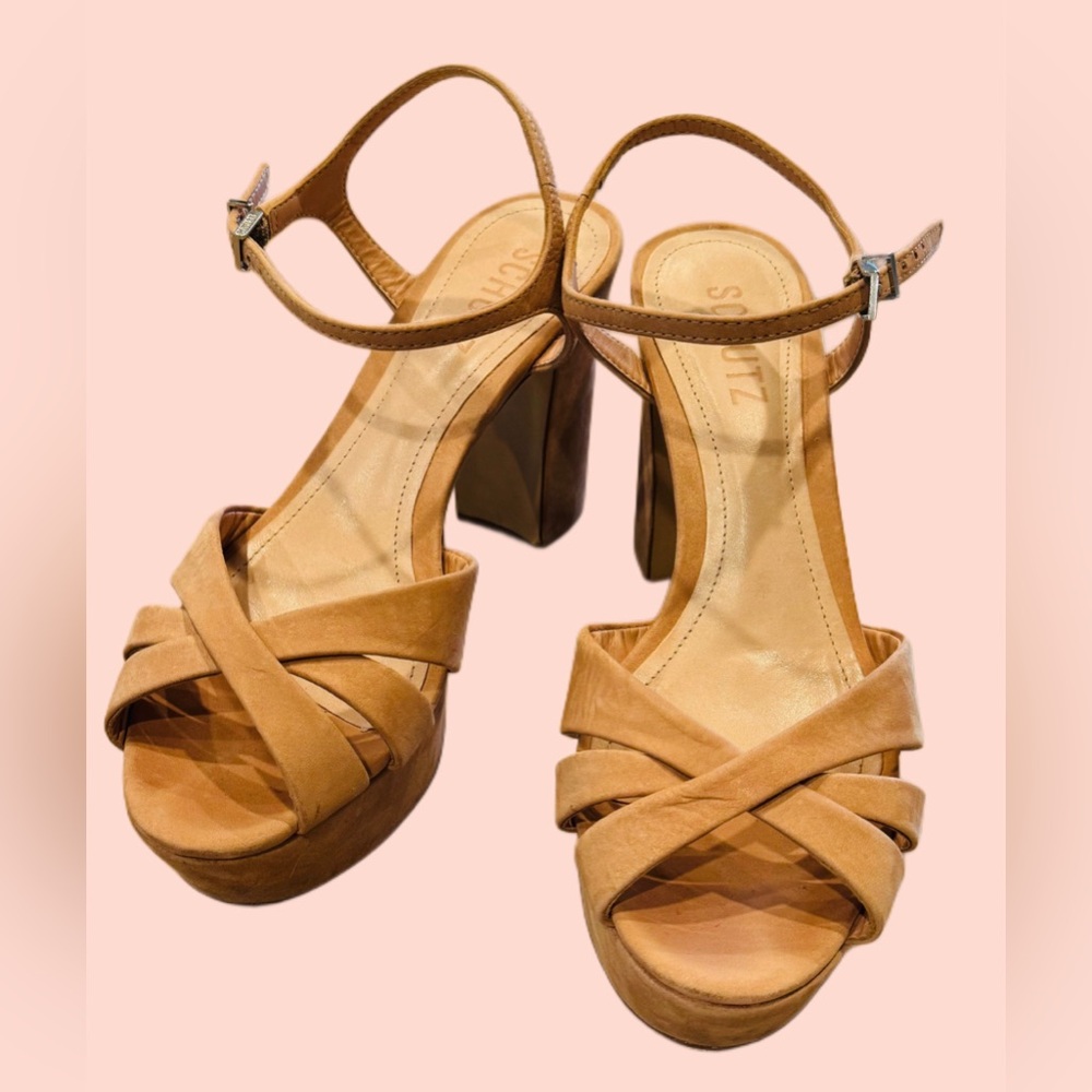 Schutz Platform Heels - Suede Nude Size 6.5